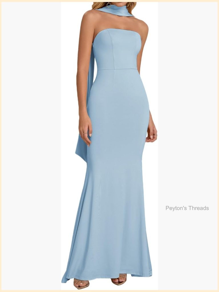 2026 Bodycon Formal Maxi Dress With Scarf Tube Cocktail Party Dress